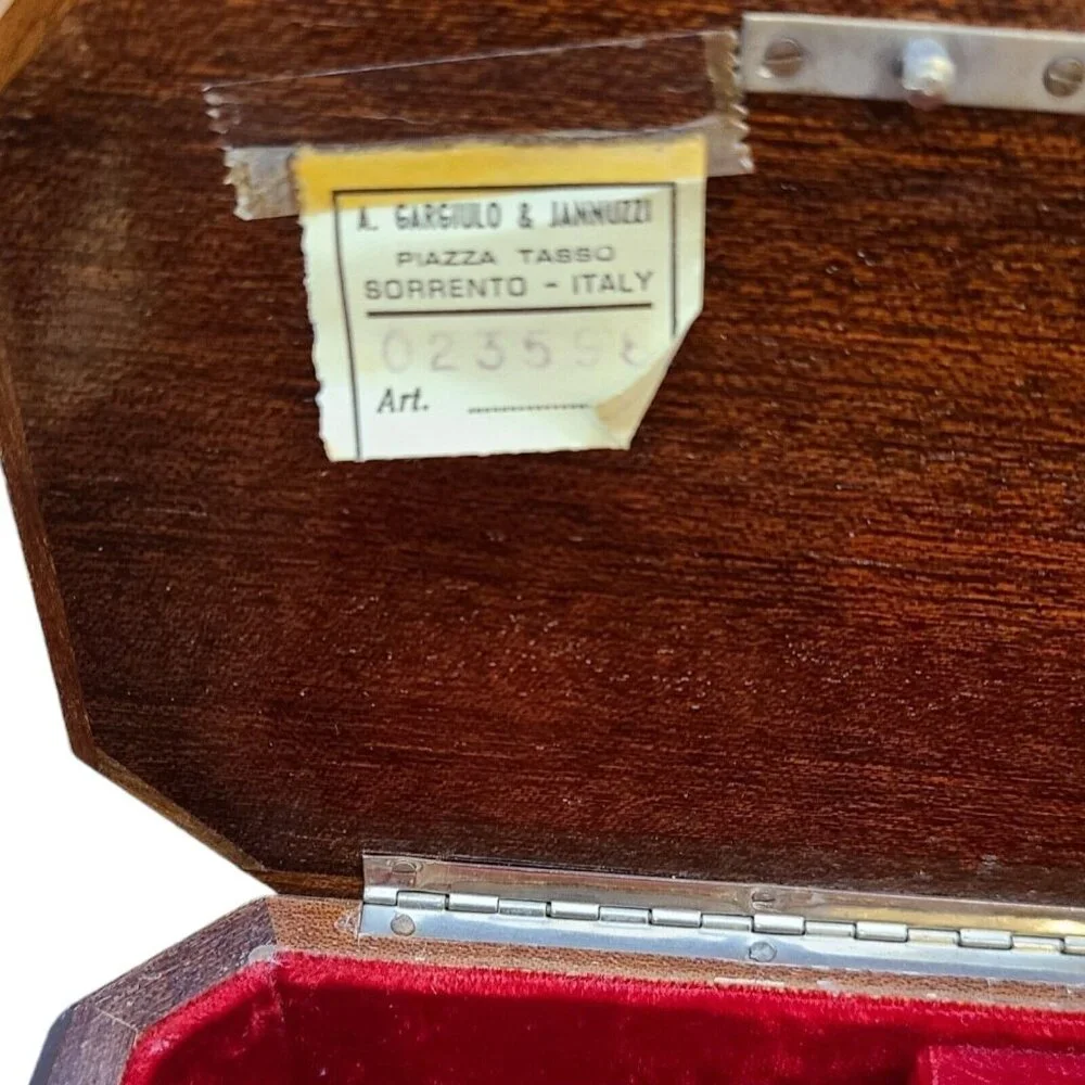 A.Gargiulo & Fannuzzy Sorrento Jewelry Music Box Wood‎ Inlay Guitar ITALY